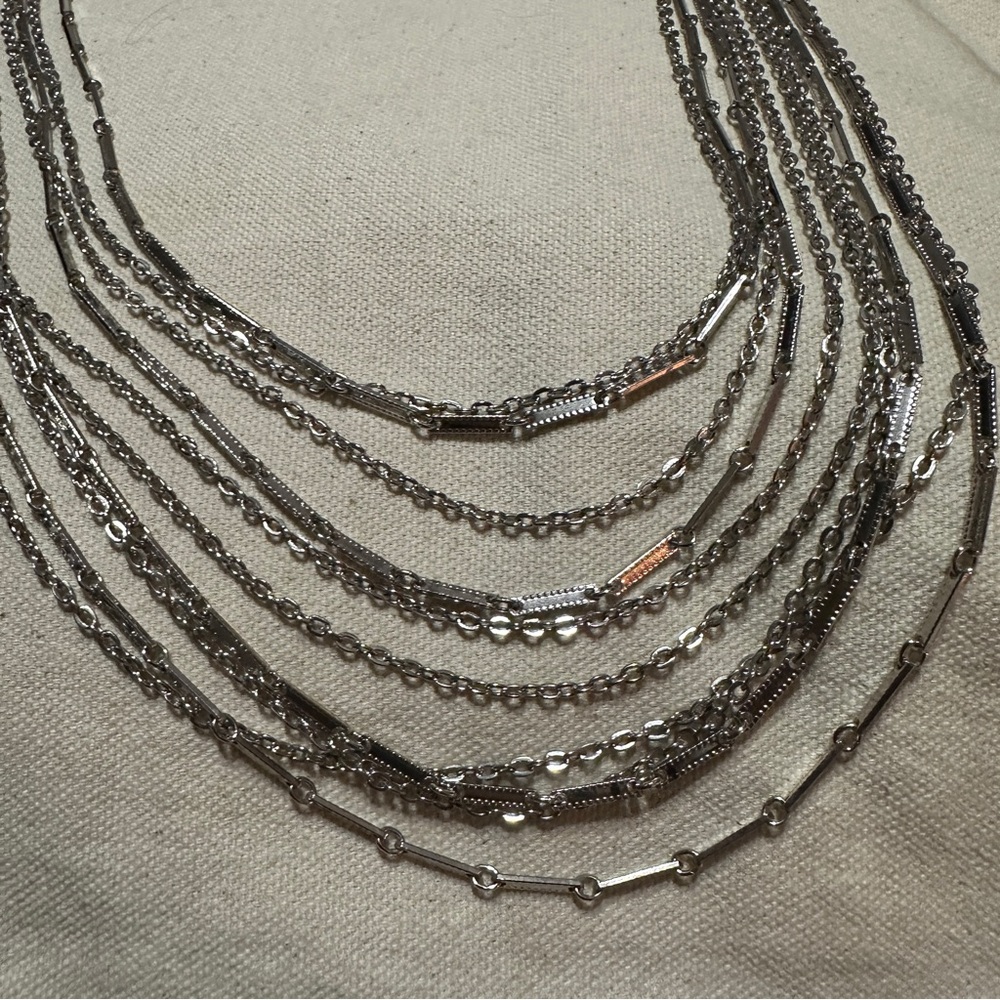 Silver Multi Chain Statement Necklace - image 3